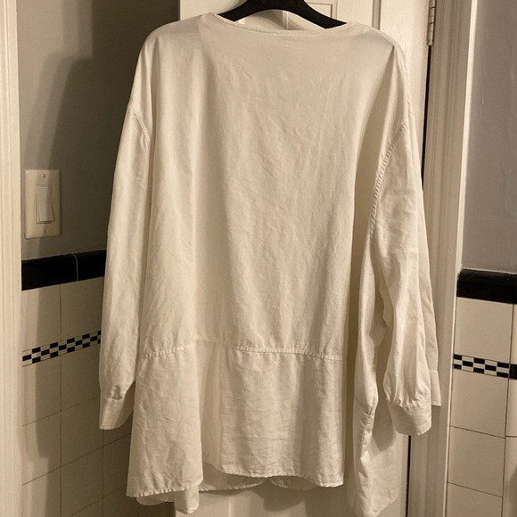 Nantucket vibes! Maggie Barnes Linen Blend Full Button Up Tunic, Size 34W - Picture 7 of 17